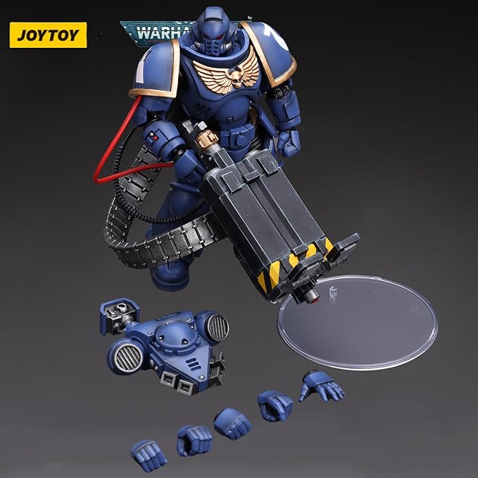 JOYTOY Warhammer 40K 1/18 Action Figure Ultramarines Desolation Marine with Castellan Launcher Superkrak Collection Anime Model Gift (4-inch) - Figurio