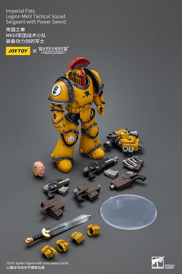 JOYTOY Warhammer 40,000 1/18 Action Figure Imperial Fists Legion MkIII Tactical Squad Sergeant with Power Sword Collection Model Christmas Birthday Gifts - Figurio