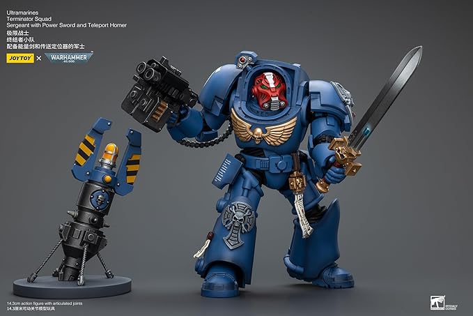 JOYTOY Warhammer 40,000 1/18 Action Figure Ultramarines Terminator Squad Sergeant with Power Sword and Teleport Homer Collection Model Birthday Gifts - Figurio