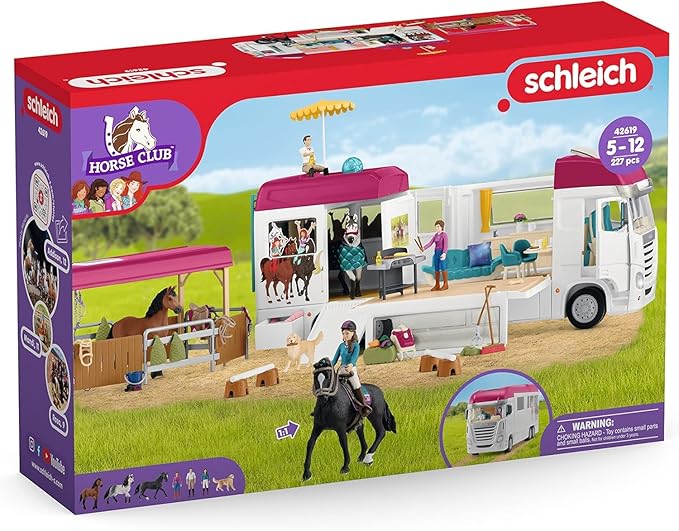 Schleich Horse Club - Horse Transporter, 97 Piece Playset with Horse Trailer, 3 x Horses, Collectible Animal Toys and Horse Riding Figurines for Children Aged 5+ - Figurio