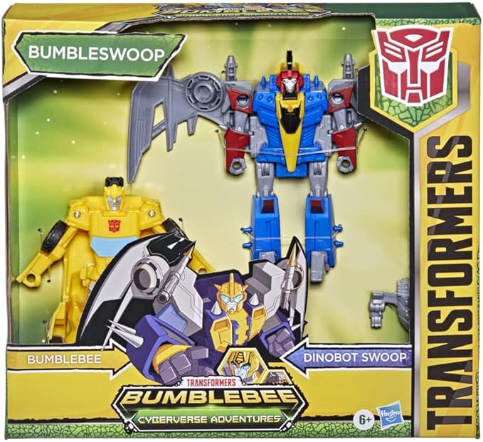 Transformers Bumblebee Cyberverse Adventures Dinobots Unite Toys Dino Combiners Bumbleswoop 2-Pack Action Figures, Ages 6 and Up, 4.5-inch - Figurio