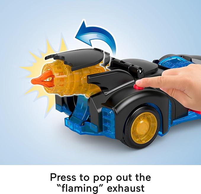 Fisher-Price Imaginext DC Super Friends Batman Toy Shake & Spin Batmobile with Poseable Figure for Pretend Play Kids Ages 3+ Years - Figurio