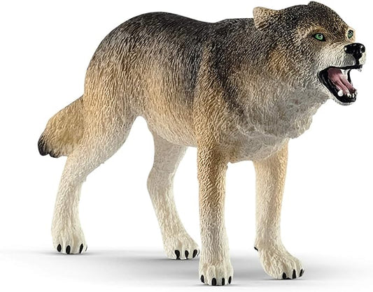 Schleich Wild Life Realistic Prowling Gray Wolf Figurine - Durable North American Forest Animal Figure for Kids, Perfect Toy for Fun and Imaginative Adventures, Gift for Boys and Girls Ages 3+ - Figurio