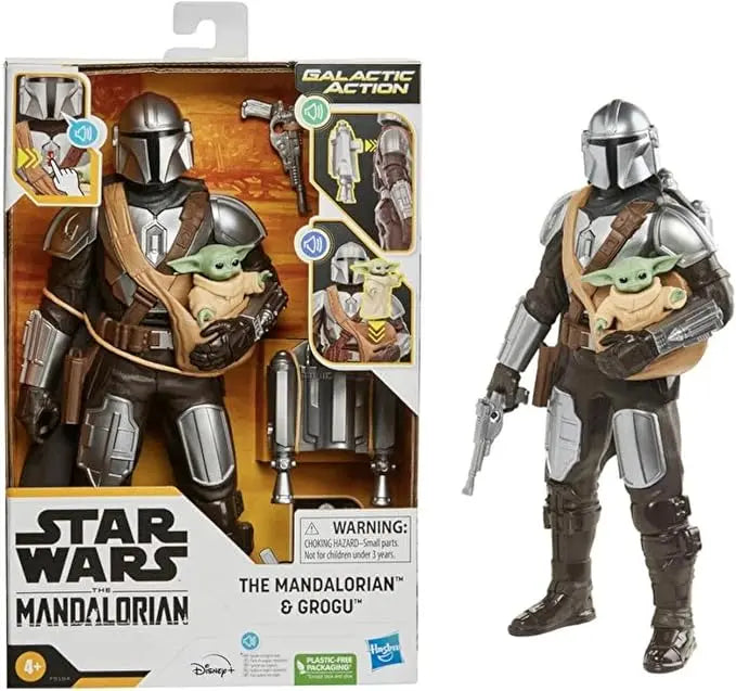 STAR WARS Galactic Action The Mandalorian & Grogu Interactive Electronic 12-Inch-Scale Action Figures, Toys for Kids Ages 4 and Up - Figurio