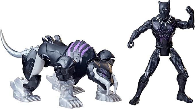 Marvel Mech Strike Mechasaurs, 4-Inch Black Panther with Sabre Claw Action Figures, Super Hero Toys for Kids Ages 4 and Up - Figurio