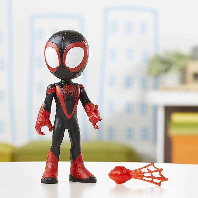 Spidey and His Amazing Friends Supersized Miles Morales: Spider-Man 9-inch Action Figure, Marvel Preschool Super Hero Toy, Kids Ages 3 and Up - Figurio