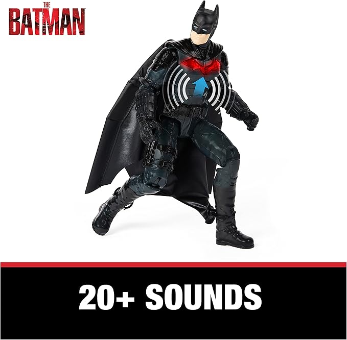 DC Comics, Batman 12-inch Wingsuit Action Figure with Lights and Phrases, Expanding Wings, The Batman Movie Collectible Kids Toys for Boys and Girls Ages 3 and up - Figurio