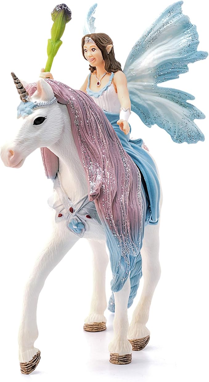 Schleich Bayala Fairy Eyela with Princess Unicorn Playset - Sparkling Flying Princess Doll with Unicorn and Magic Wand, Birthday Gift for Girls and Boys Ages 5-12 - Figurio