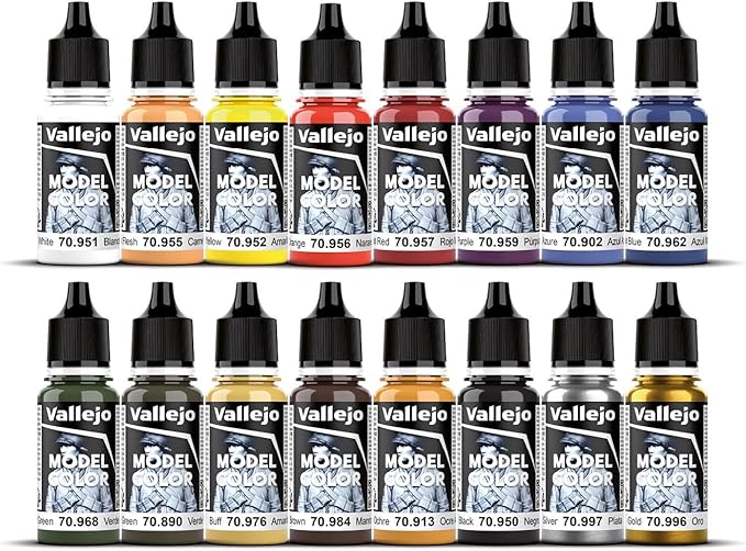 Vallejo Basic USA Acrylic Colors Paint Set, 17ml, Assorted Colors, 0.57 Fl Oz (Pack of 16) - Figurio