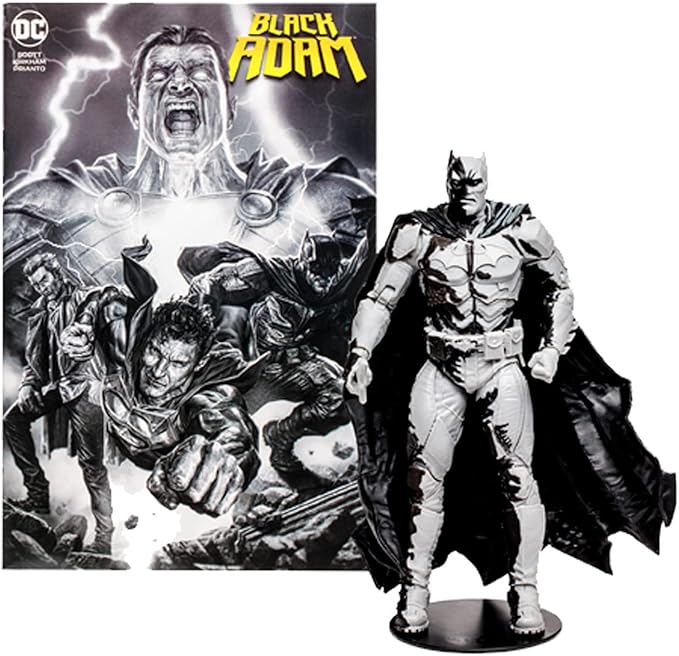 McFarlane Toys, 7-Inch DC Direct Black Adam Gold Label Batman Action (Line Art Variant) Figure with 22 Moving Parts, Collectible DC Black Adam Comic Figure with Unique Comic Book – Ages 12+ - Figurio