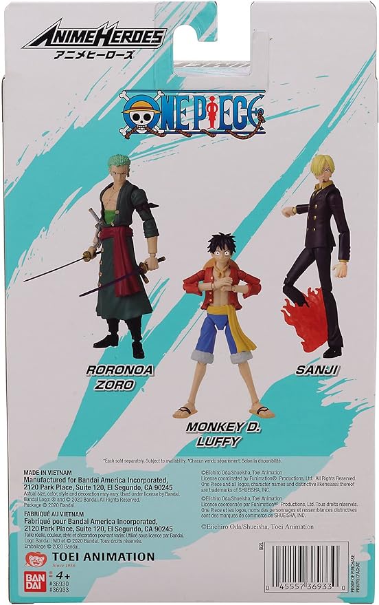 BANDAI Anime Heroes One Piece Figures Sanji Action Figure | 17cm Articulated Sanji Anime Figure with Swappable Arms and Faces One Piece Action Figures Pirate Toys Range - Figurio