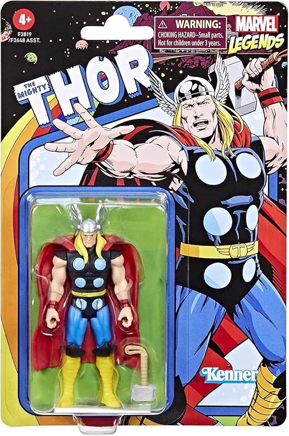 Marvel Hasbro Legends Series 3.75-inch Retro 375 Collection Thor Action Figure Toy,1 Accessory - Figurio