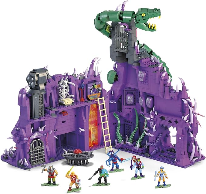 Mega Masters of The Universe Building Toys Set, Snake Mountain with 3802 Pieces, 24 Inches Wide, 6 Micro Action Figures, Adult Collectible - Figurio