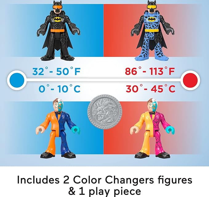 Fisher-Price Imaginext DC Super Friends Batman Toys, Color Changers Figure Set, Batman & Two-Face for Preschool Kids Ages 3+ Years - Figurio