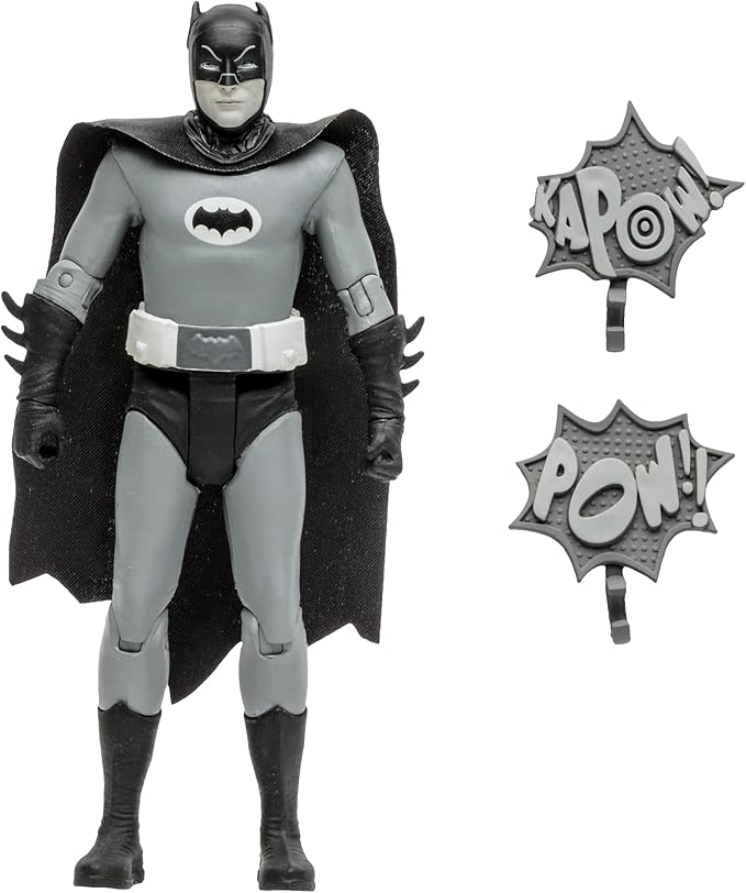 McFarlane Toys, DC Multiverse, 5-inch DC Retro Batman (Black and White) Action Figure with Action Word Bubbles, Collectible DC Retro 1960's TV Figure – Ages 12+ - Figurio