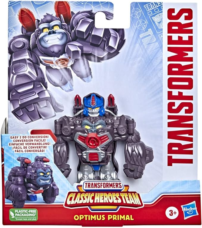 Transformers Classic Heroes Team Optimus Primal Converting Toy, 4.5-Inch Action Figure, for Kids Ages 3 and Up - Figurio