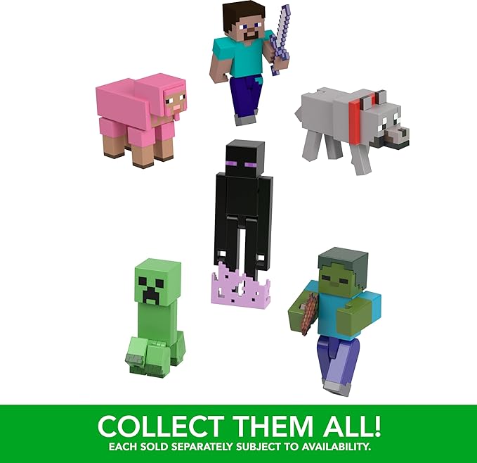 Mattel Minecraft Action Figures & Accessories Collection, 3.25-in Scale with Pixelated Design (Characters May Vary) - Figurio