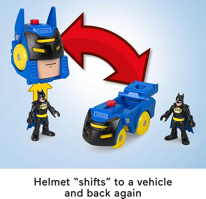 Fisher-Price Imaginext DC Super Friends Batman Toy Head Shifters Batmobile & Figure Set for Preschool Pretend Play Kids Ages 3+ Years - Figurio