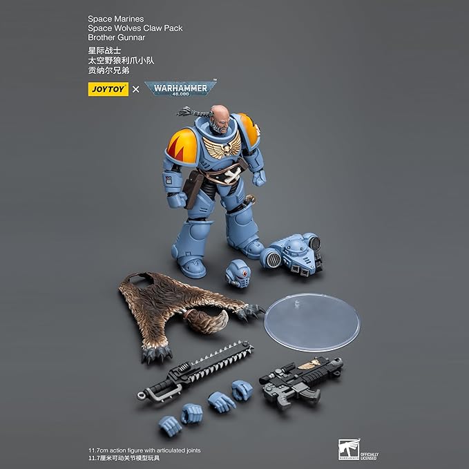 JOYTOY 1/18 Action Figure Warhammer 40,000 Space Marines Space Wolves Claw Pack Brother Gunnar 4.6inch Collectible Action Figures Kits - Figurio