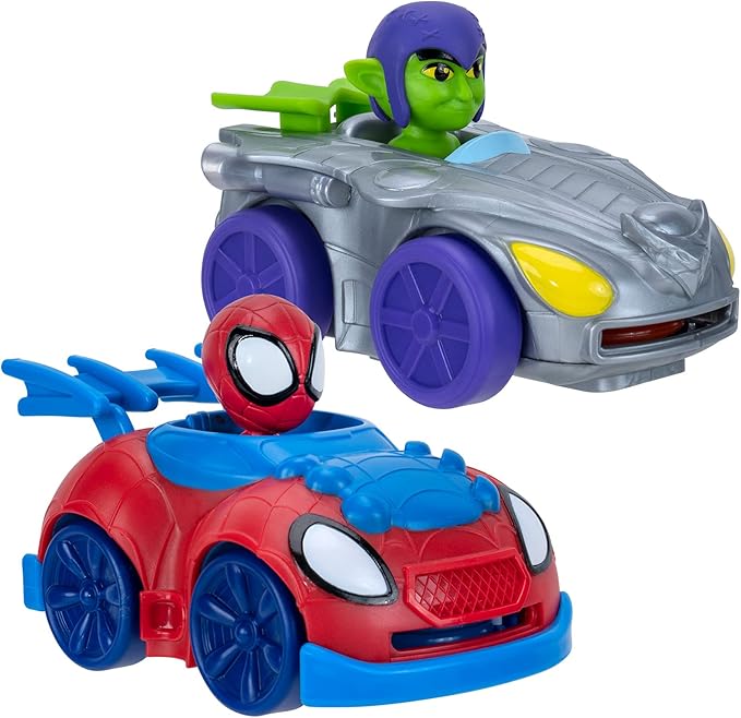 Marvel Spidey and his Amazing Friends Little Vehicle 2-Pack - 5” Disc Dashers Featuring Spidey Vs Green Goblin - Amazon Exclusive - Figurio