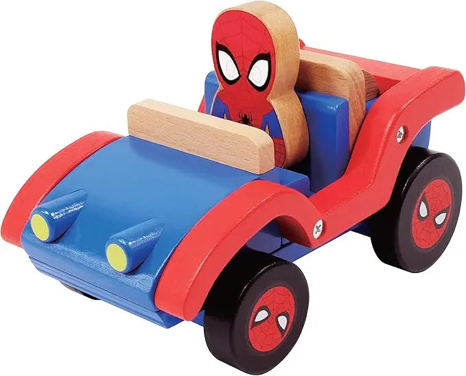 Just Play Disney Wooden Toys Spider-Man and Spider Mobile, Figure and Vehicle, Officially Licensed Kids Toys for Ages 18 Month, Amazon Exclusive - Figurio