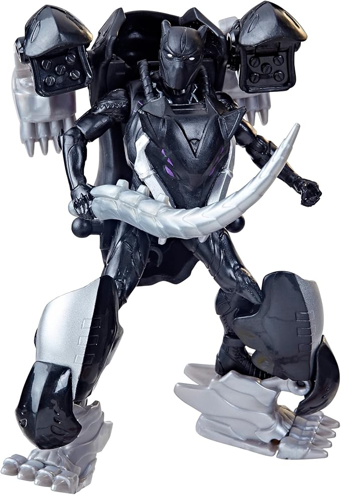 Marvel Mech Strike Mechasaurs, 4-Inch Black Panther with Sabre Claw Action Figures, Super Hero Toys for Kids Ages 4 and Up - Figurio