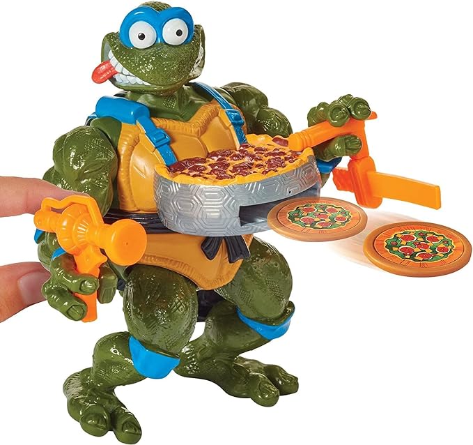 Teenage Mutant Ninja Turtles PlayMates TMNT Pizza Tossin Leo, 5/'' Figure, Launch Pie Discs! - Figurio