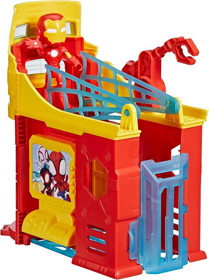 Spidey and his Amazing Friends Stark Tower Playset, Includes 4-Inch Iron Man Action Figure, Marvel Super Hero Toys for Kids 3 and Up - Figurio