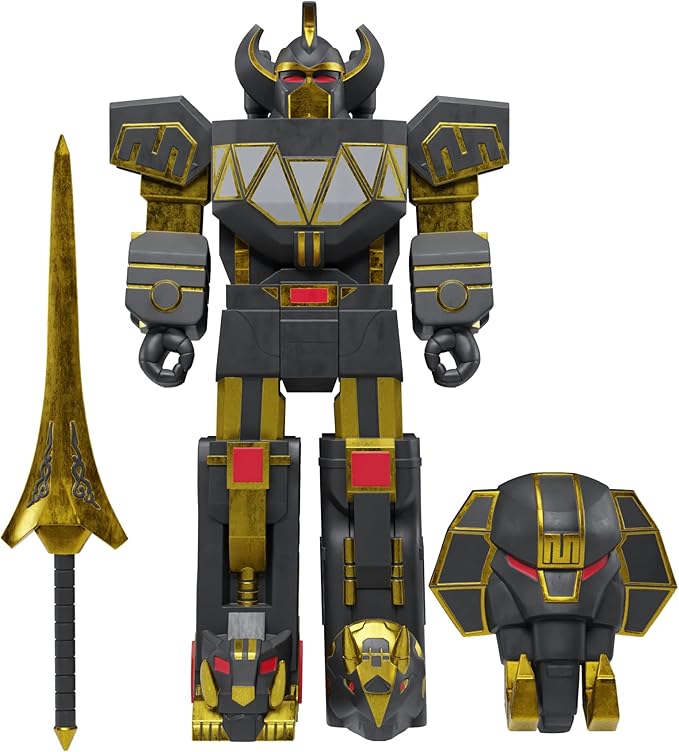 Super7 Mighty Morphin Power Rangers Megazord (Black and Gold) - 6" Power Rangers Action Figure Classic TV Show Collectibles and Retro Toys - Figurio