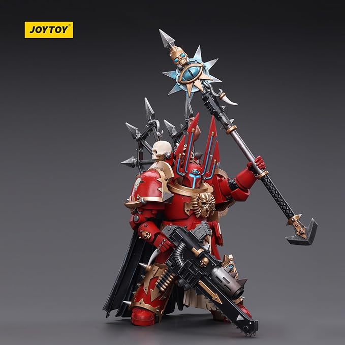 JOYTOY JT6816 40K 1/18 Action Figure Toy, ChaosSpace Marines Crimson Slaughter Sorcerer Lord in Terminator Armour, 4-inch Model Set, Gift for Action Figure Enthusiasts and Collectors - Figurio