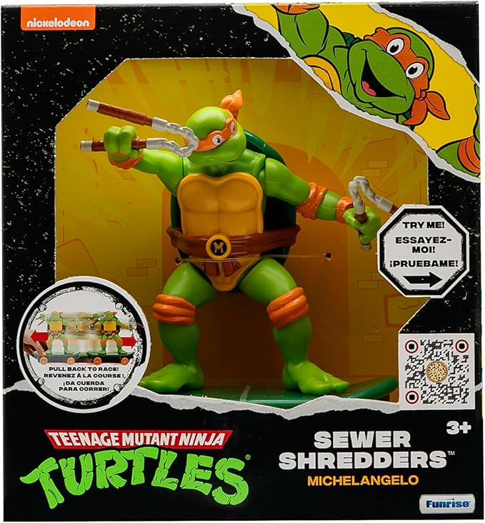 Teenage Mutant Ninja Turtles 5" Sewer Shredders Classic Edition Michelangelo Ages 3+ Shredding Action Figure - Figurio