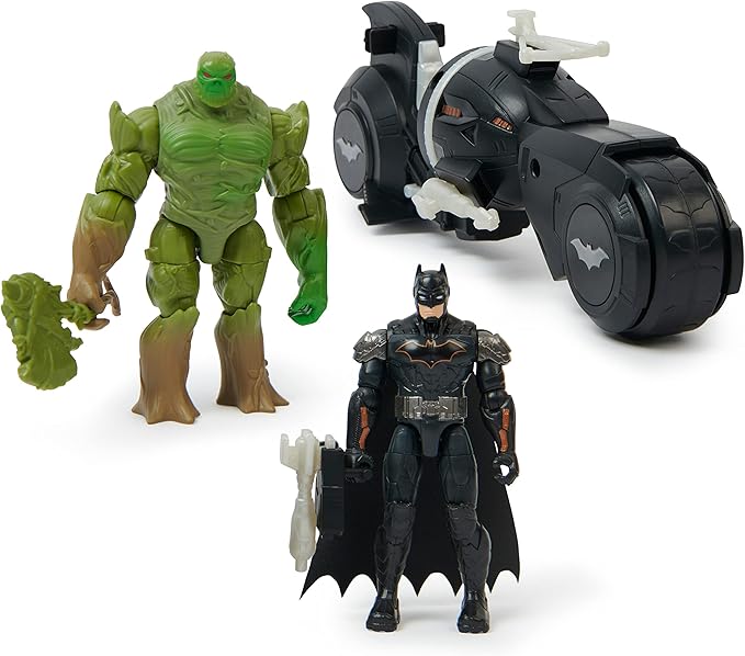 DC Comics, Batman and Swamp Thing Armory Attack Batcycle Set, Exclusive Armored Batman and Swamp Thing Action Figure with Accessories, Kids Toys for Boys and Girls Ages 4 and Up - Figurio