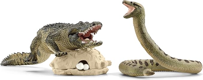 Schleich Wild Life 5-Piece Wild Animal Toy Playset for Boys and Girls Ages 3+, Danger in The Swamp with Alligator and Snake - Figurio