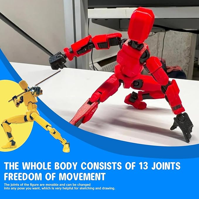 MerryXD Titan 13 Action Figure,Assembly Completed Dummy 13 Action Figure Lucky 13 Action Figure T13 Action Figure 3D Printed Multi-Jointed Movable, Nova 13 Action Figure Toy Grow in The Dark Yellow - Figurio