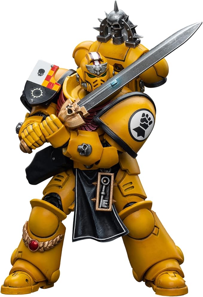 JOYTOY 1/18 Warhammer 40,000 Action Figure Imperial Fists Lieutenant with Power Sword Collection Model (4.8 inch) - Figurio