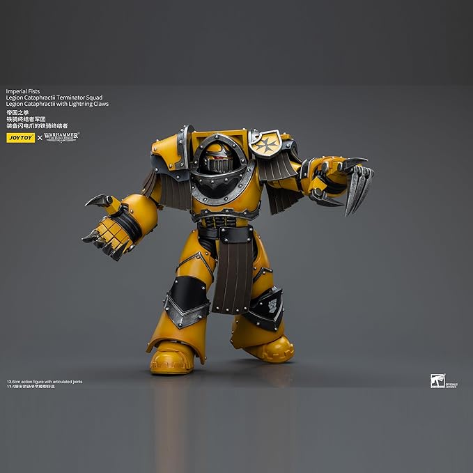 JOYTOY 1/18 Action Figure Warhammer 40,000 Imperial Fists Legion Cataphractii Terminator Squad Legion Cataphractii with Lightning Claws 5''Tall Movable Model Collectible Figurine - Figurio