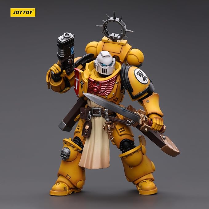 JOYTOY JT2771 40K 1/18 Action Figure Toy, Primaris Space Marines Imperial Fists Bladeguard Veteranr, 4-inch Gift for Action Figure Lovers & Collectors above - Figurio