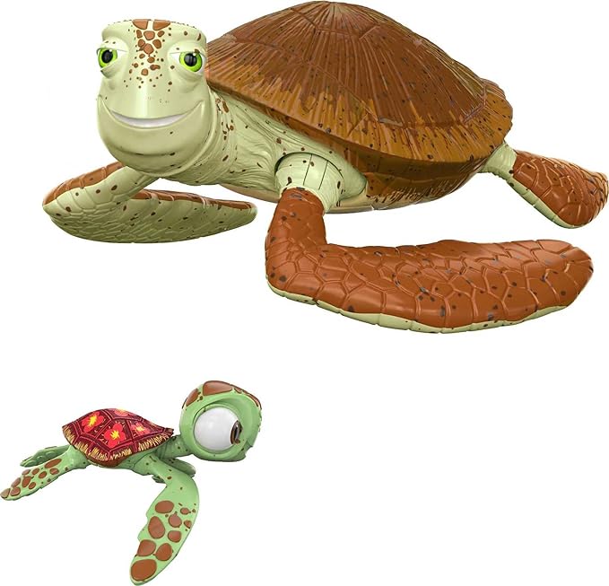 Disney Pixar Featured Favorites Crush & Squirt Finding Nemo Collectable Turtle Figures, Highly Posable with Authentic Look, Collectors Gift Ages 6 Years & Up - Figurio