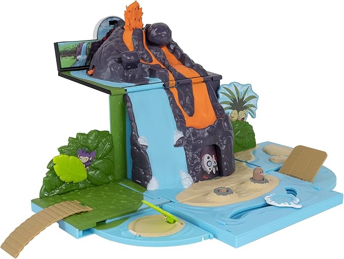 Pokémon Carry ‘N’ Go Volcano Playset with 4 Included 2-inch, Pikachu, Charmander, Bulbasaur, and Squirtle - Bring Everywhere - Playsets for Kids and Pokémon Fans - Amazon Exclusive - Figurio