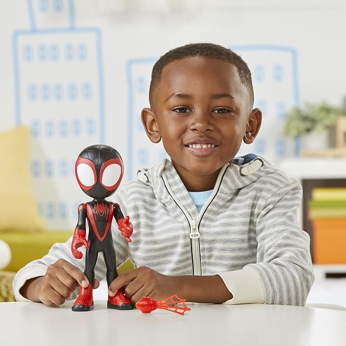 Spidey and His Amazing Friends Supersized Miles Morales: Spider-Man 9-inch Action Figure, Marvel Preschool Super Hero Toy, Kids Ages 3 and Up - Figurio