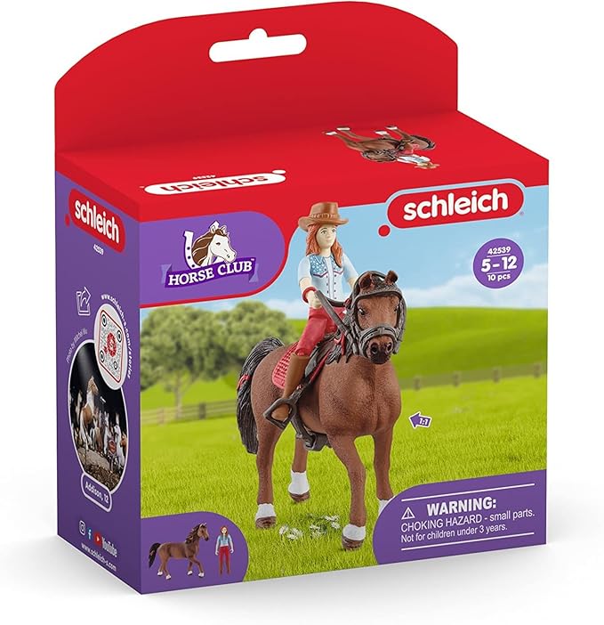 Schleich Horse Club, Horse Toys for Girls and Boys, Hannah and Cayenne with Rider and Horse Toy, Ages 5+ - Figurio