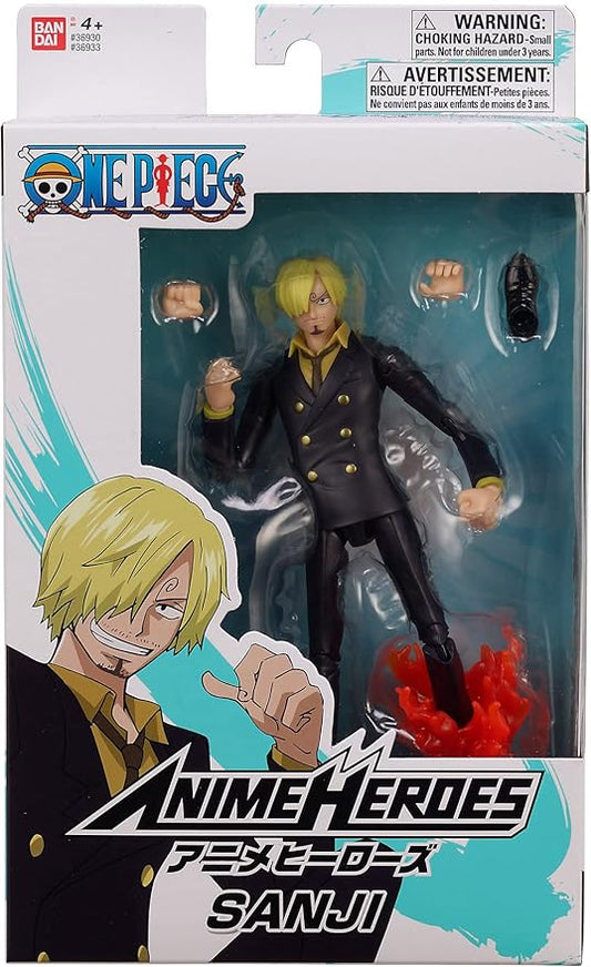 BANDAI Anime Heroes One Piece Figures Sanji Action Figure | 17cm Articulated Sanji Anime Figure with Swappable Arms and Faces One Piece Action Figures Pirate Toys Range - Figurio