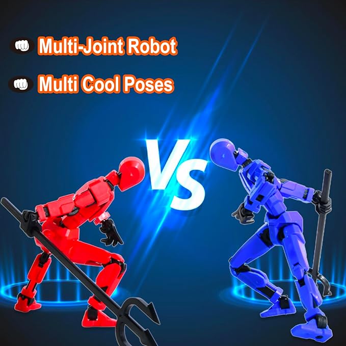 T-13 Creative Action Figure with Pose Stand,Anime Robot Building Toy Sets,Lucky Puppet Joints for Boys,Girls,Men,Women,Multi-Jointed Moveable Dummy Desk Decoration,Desktop Ornament for Game Lover,Red - Figurio