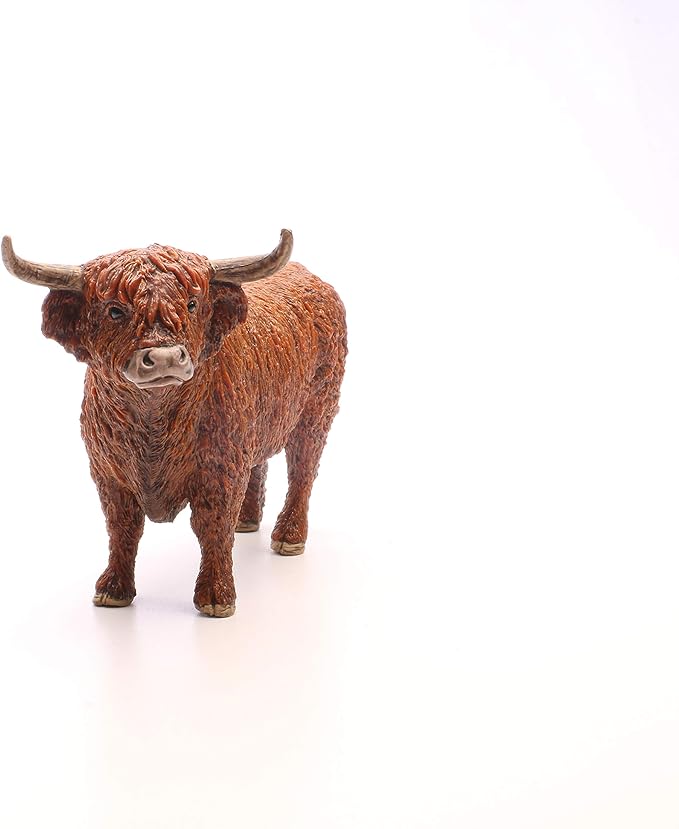 Schleich Farm World Realistic Highland Bull Cow Animal Figurine - Highly Detailed and Durable Farm Animal Toy, Fun and Educational Play for Boys and Girls, Gift for Kids Ages 3+ - Figurio