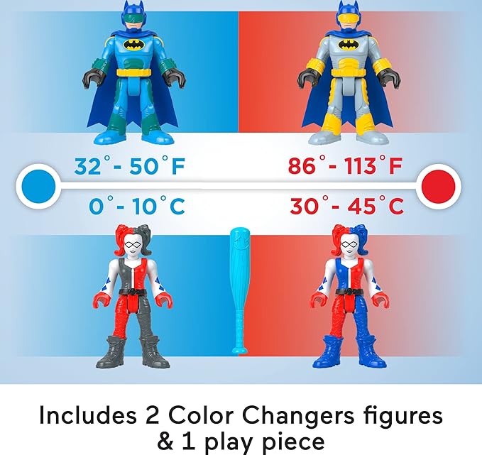 Fisher-Price Imaginext DC Super Friends Batman Toys, Color Changers Figure Set, Batman & Harley Quinn for Preschool Kids Ages 3+ Years - Figurio