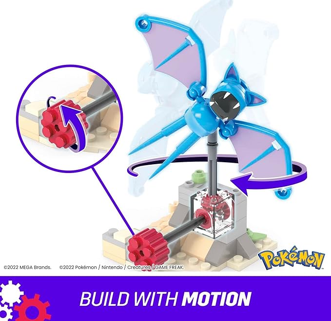 Mega Pokémon Building Toys Set, Zubat’s Midnight Flight with 61 Pieces, 1 Poseable Character, 5 Inches Tall, for Kids - Figurio