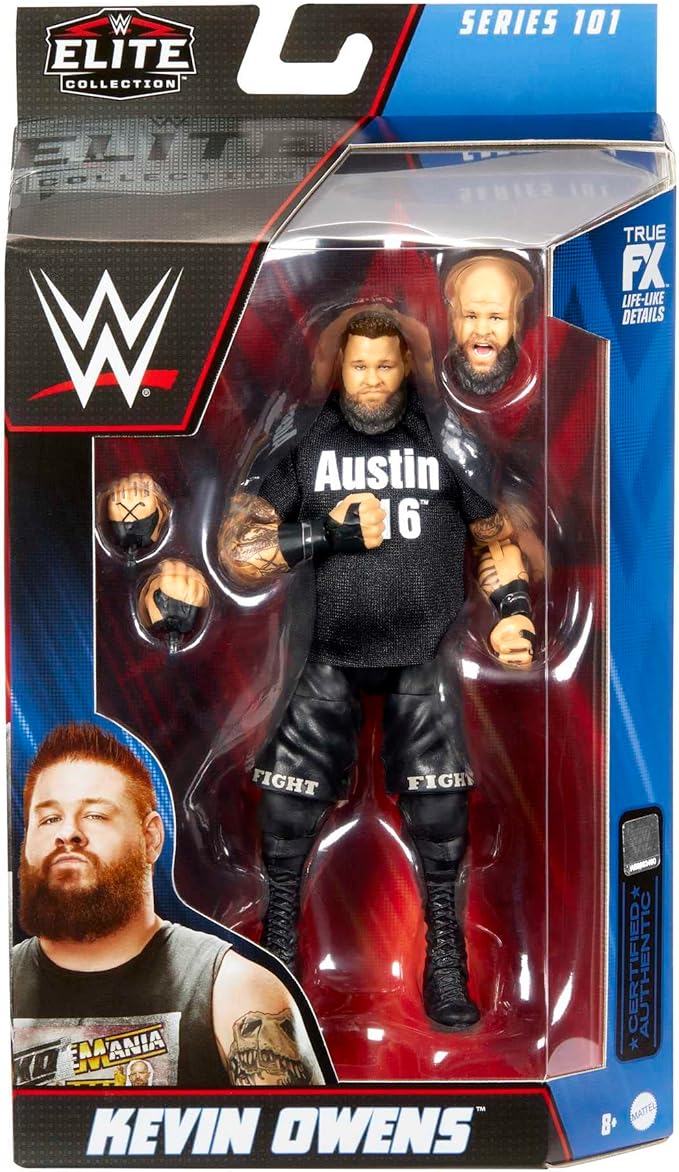 Mattel WWE Kevin Owens Elite Collection Action Figure, Deluxe Articulation & Life-like Detail with Iconic Accessories, 6-inch - Figurio