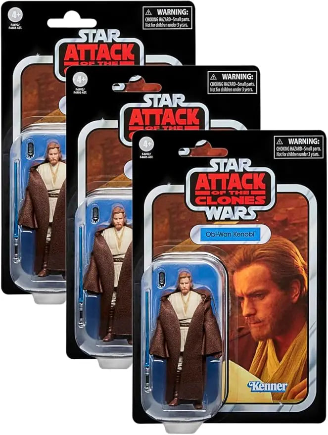 STAR WARS The Vintage Collection OBI-Wan Kenobi Toy VC31, 3.75-Inch-Scale Attack of The Clones Action Figure, Toys Kids 4 and Up (Pack of 3) - Figurio