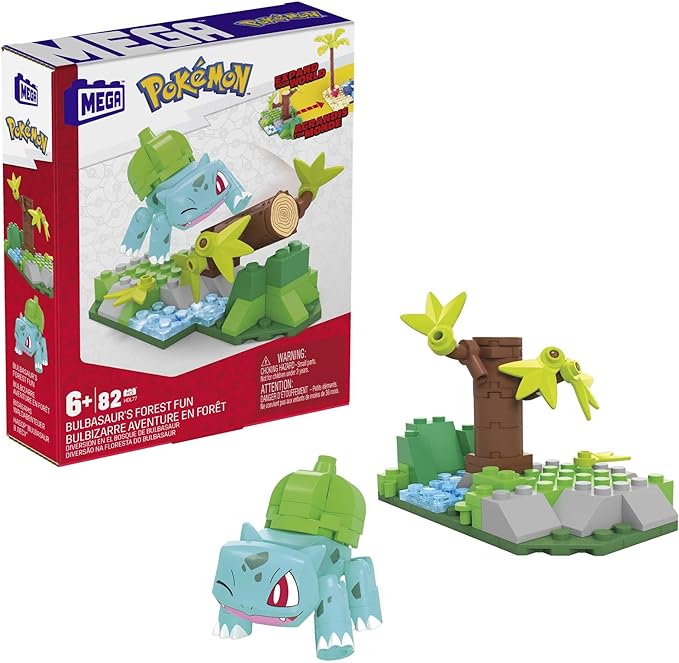 Mega Pokémon Building Toys Set, Bulbasaur’s Forest Fun with 82 Pieces, 1 Poseable Character, for Kids - Figurio