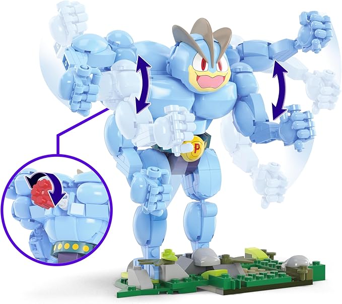 Mega Pokémon Building Toys Set Machamp with 401 Pieces, Articulated and Poseable with Motion, 6+ Inches Tall, for Kids - Figurio